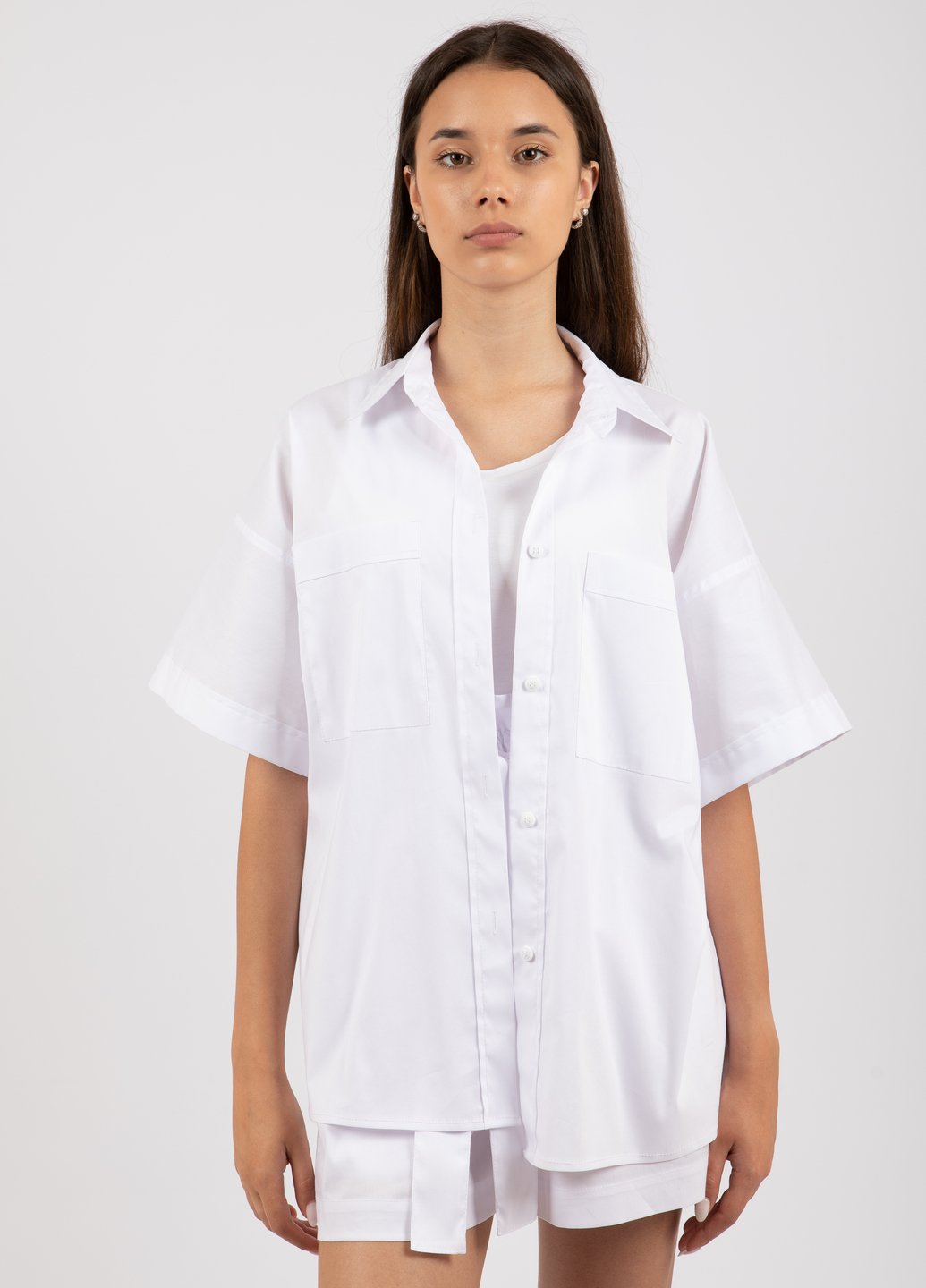 Купить Хлопковая оверсайз рубашка женская Merlini Борнео 200000019 - Белый, 42-44 в интернет-магазине