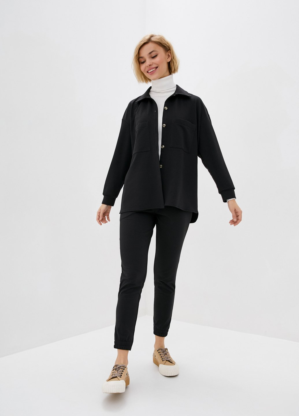 Купить Костюм женский с рубашкой черного цвета Merlini Сандерленд 100000085, размер 42-44 в интернет-магазине