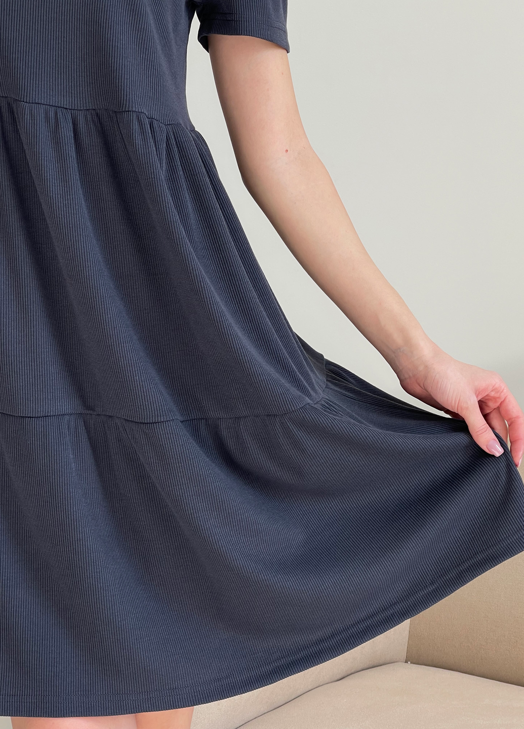 Купити Вільна сукня трапеція міді сіре Merlini Марконі 700001230 розмір 42-44 (S-M) в інтернет-магазині