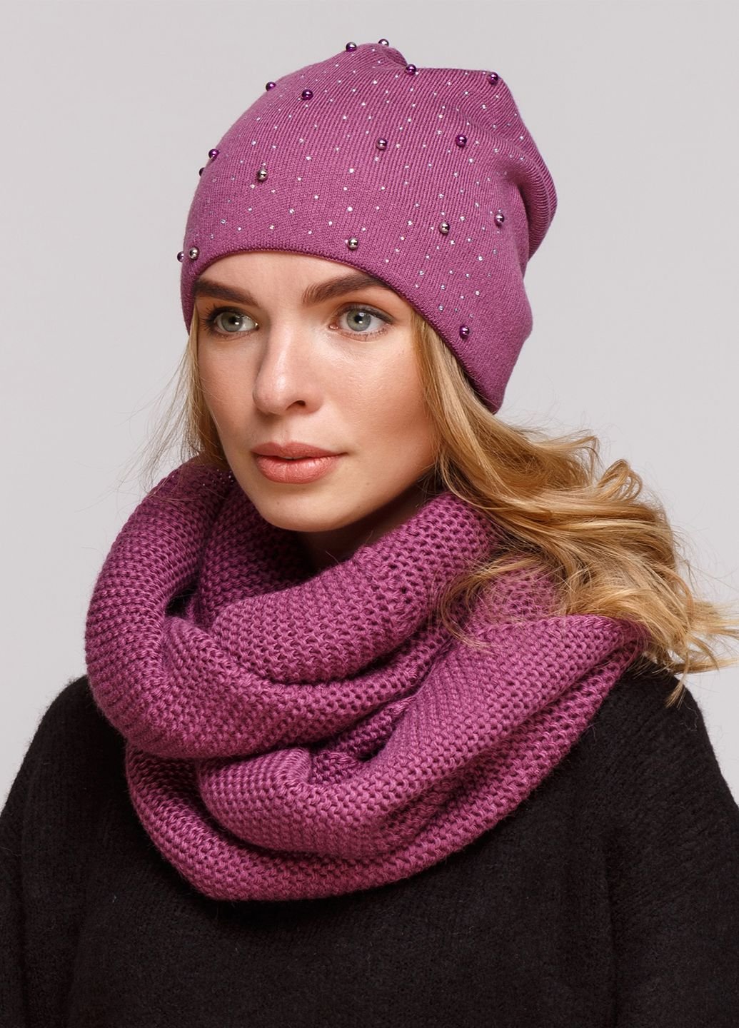 Комплект (шапка, шарф-снуд) DeMari МарсК 660044 - Фиолетовый