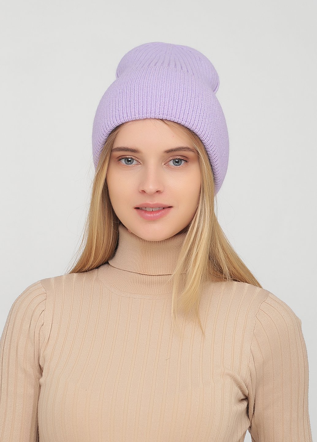 Купить Зимняя теплая ангоровая шапка без подкладки Merlini Лоск 340207 - Сиреневый в интернет-магазине