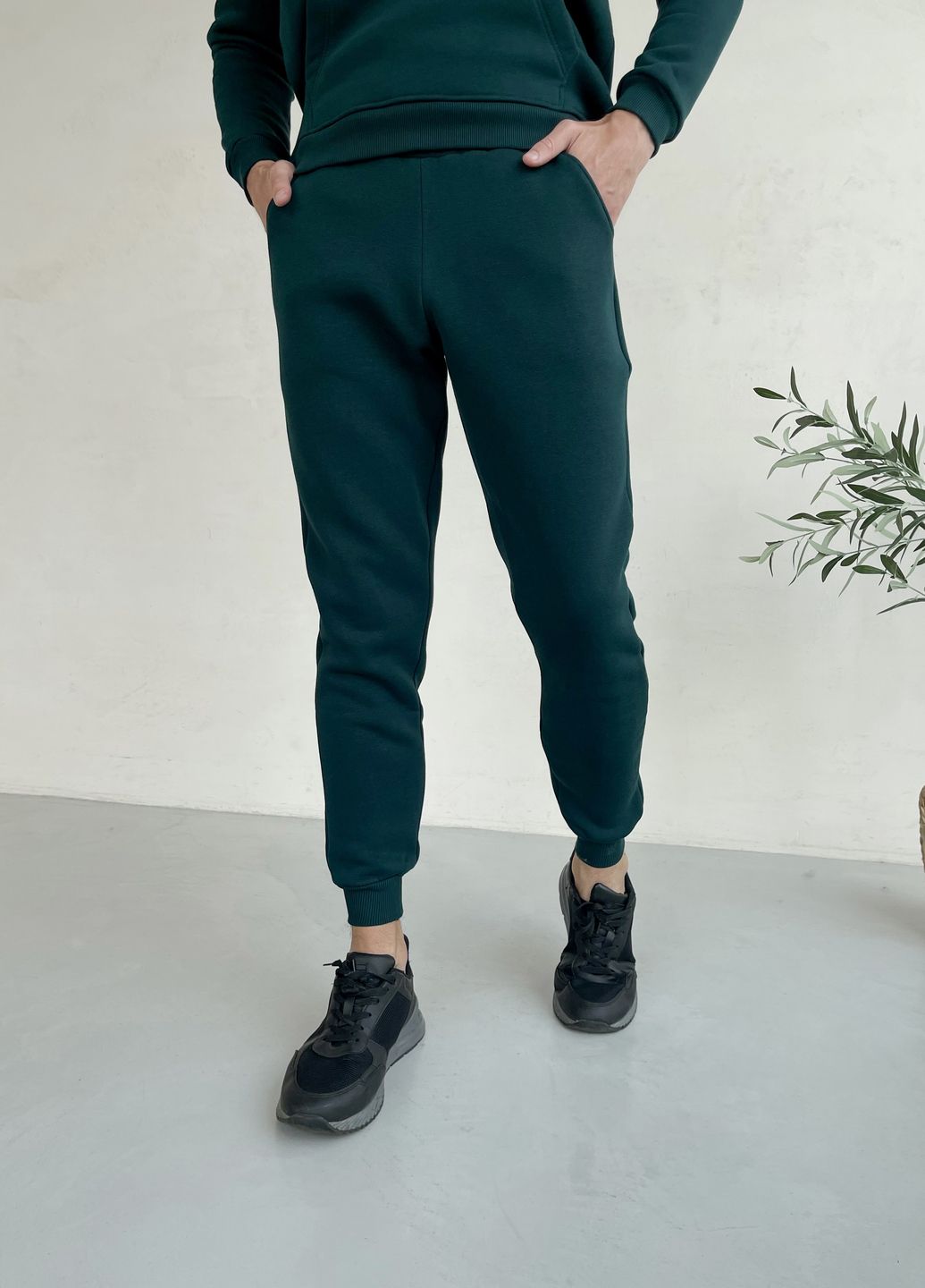 Купить Теплый зимний мужской спортивный костюм на флисе зелёный Merlini Франс 100001002, размер 42-44 (S-M) в интернет-магазине