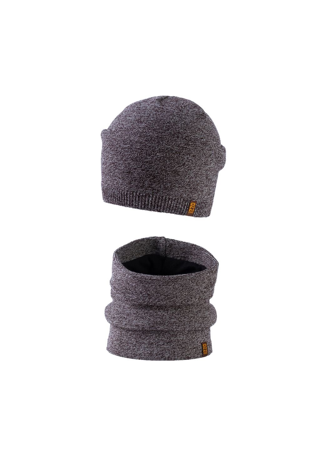 Купить Комплект (шапка, баф) Ozzi на флисовой подкладке 220062 - Коричневый в интернет-магазине