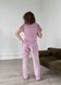 Теплая велюровая женская пижама 3: халат, брюки, футболка пудрового цвета Merlini Буя 100000211, размер 42-44