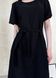 Женское платье до колена однотонное с коротким рукавом из льна черное Merlini Престо 700000181, размер 42-44 (S-M)