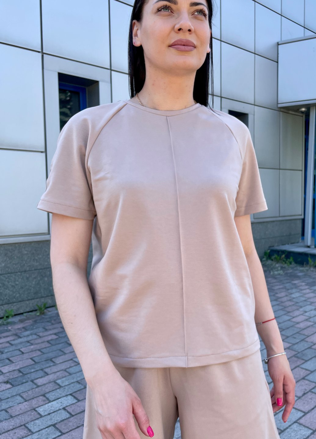 Купить Оверсайз футболка женская бежевого цвета Merlini Финистер 800000029, размер 42-44 в интернет-магазине