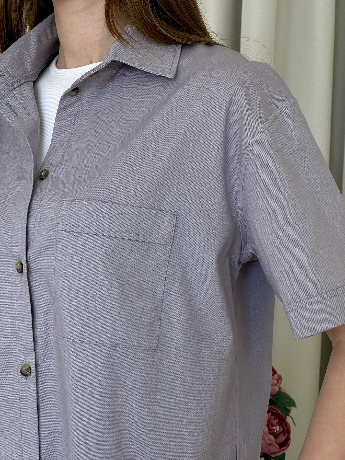 Купить Льняная рубашка с коротким рукавом серая Merlini Нино 200001203 размер 42-44 (S-M) в интернет-магазине