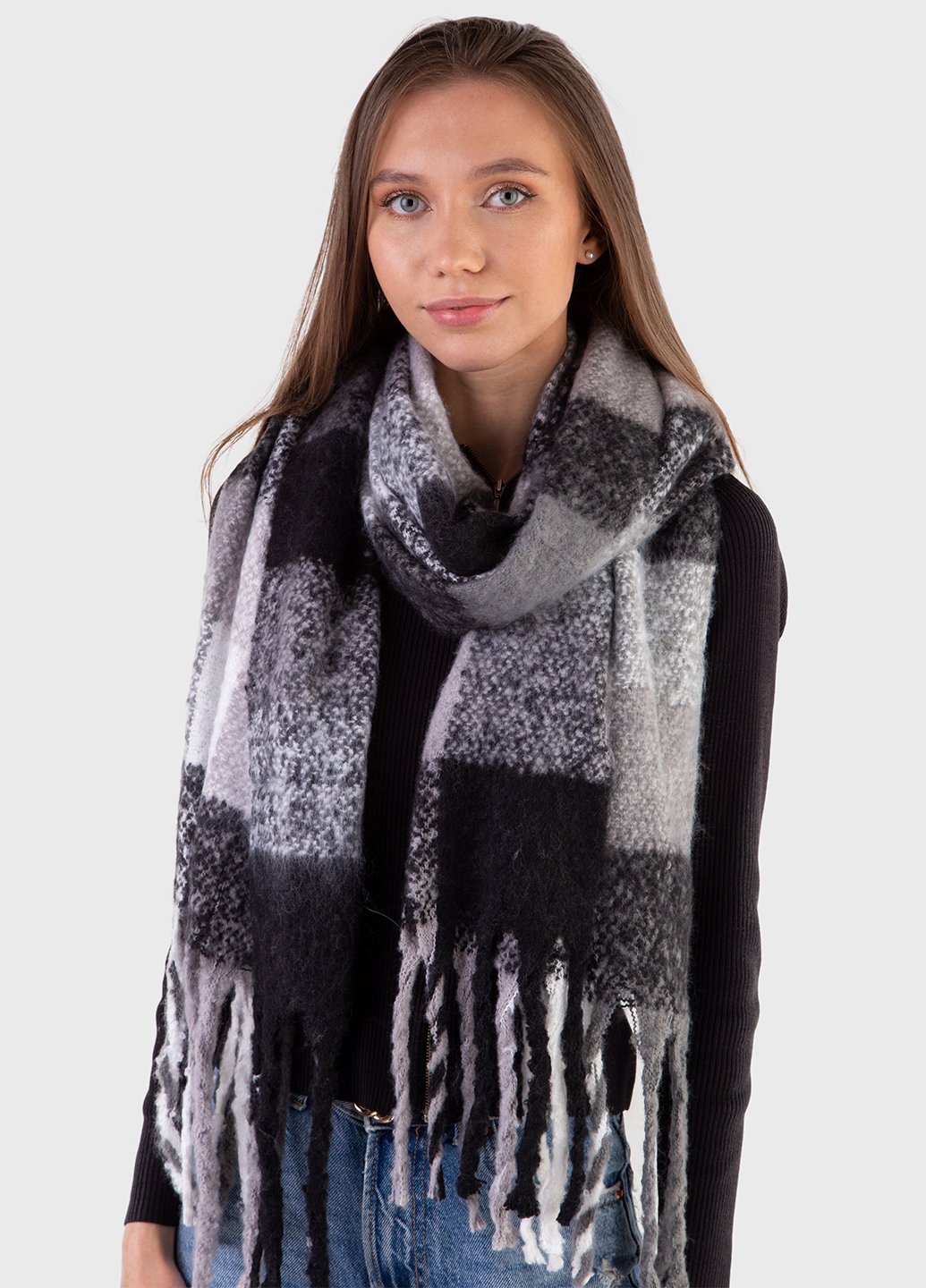 Купити Дуже теплий зимовий шарф Merlini Cordoba 445016 Чорний 185*50 см в інтернет-магазині