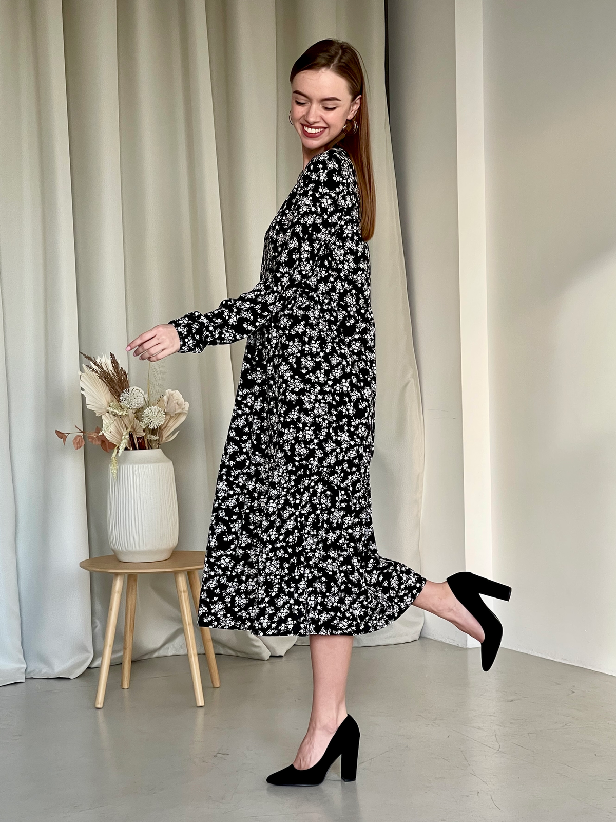 Купити Довга сукня з штапелю з довгим рукавом Merlini Корсо 700001182, розмір 42-44 (S-M) в інтернет-магазині