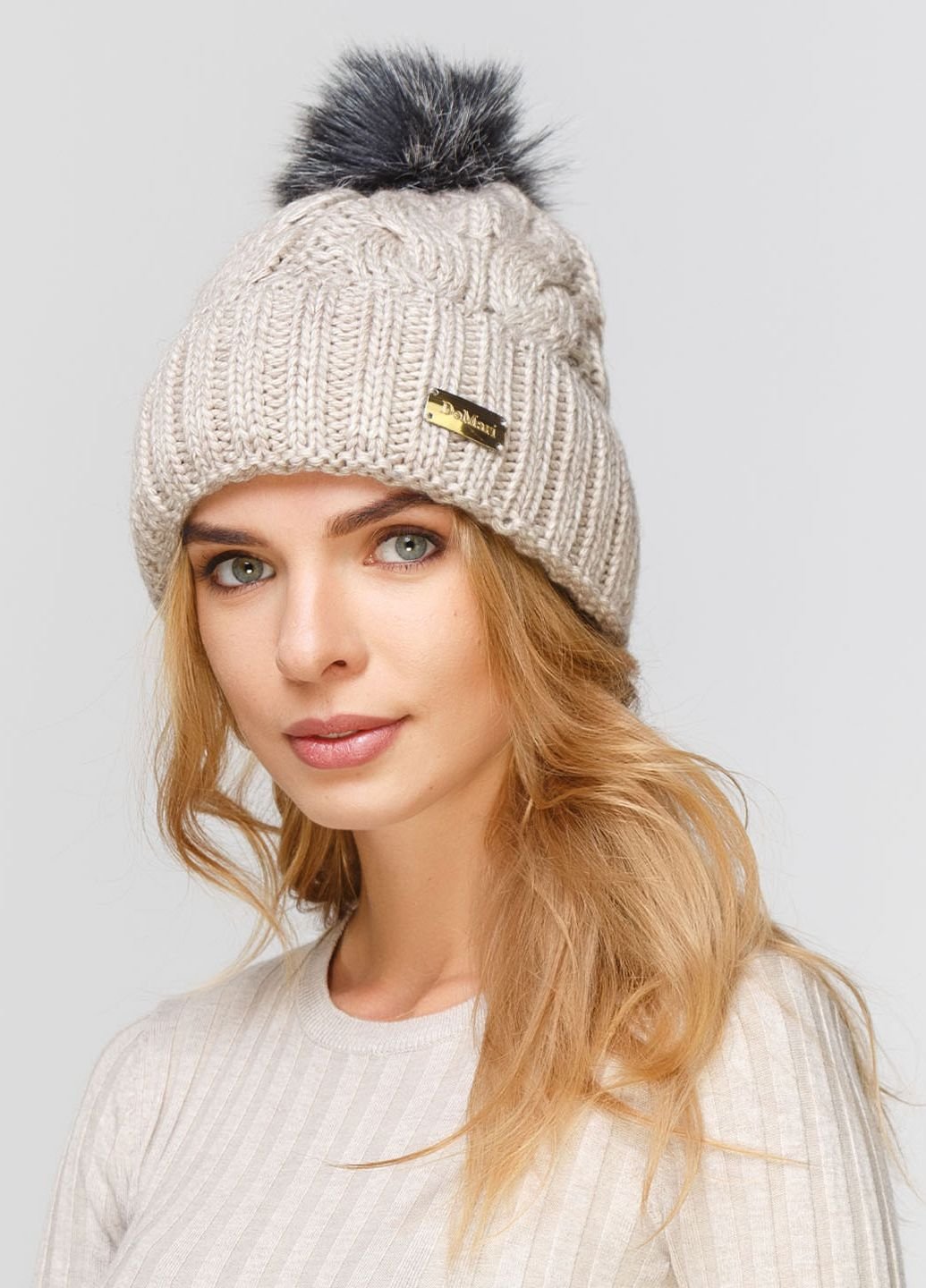 Купить Шерстяная шапка DeMari Аврора 550457 - Светло-бежевый в интернет-магазине