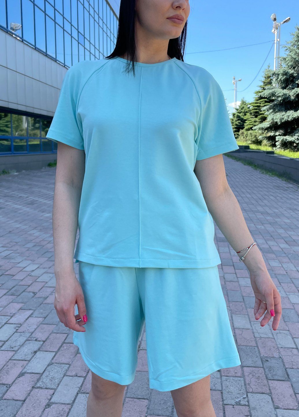 Купить Оверсайз футболка женская голубого цвета Merlini Финистер 800000029, размер 42-44 в интернет-магазине