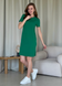 Платье-футболка до колена в рубчик зеленое Merlini Милан 700000149 размер 42-44 (S-M)