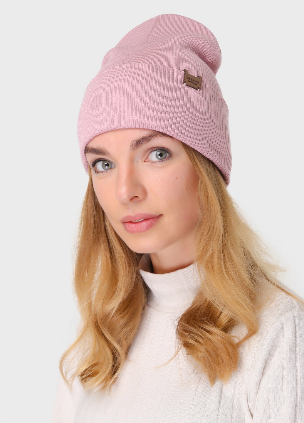 Купить Теплая кашемировая женская шапка без подкладки DeMari Венди 500084 - Розовый в интернет-магазине