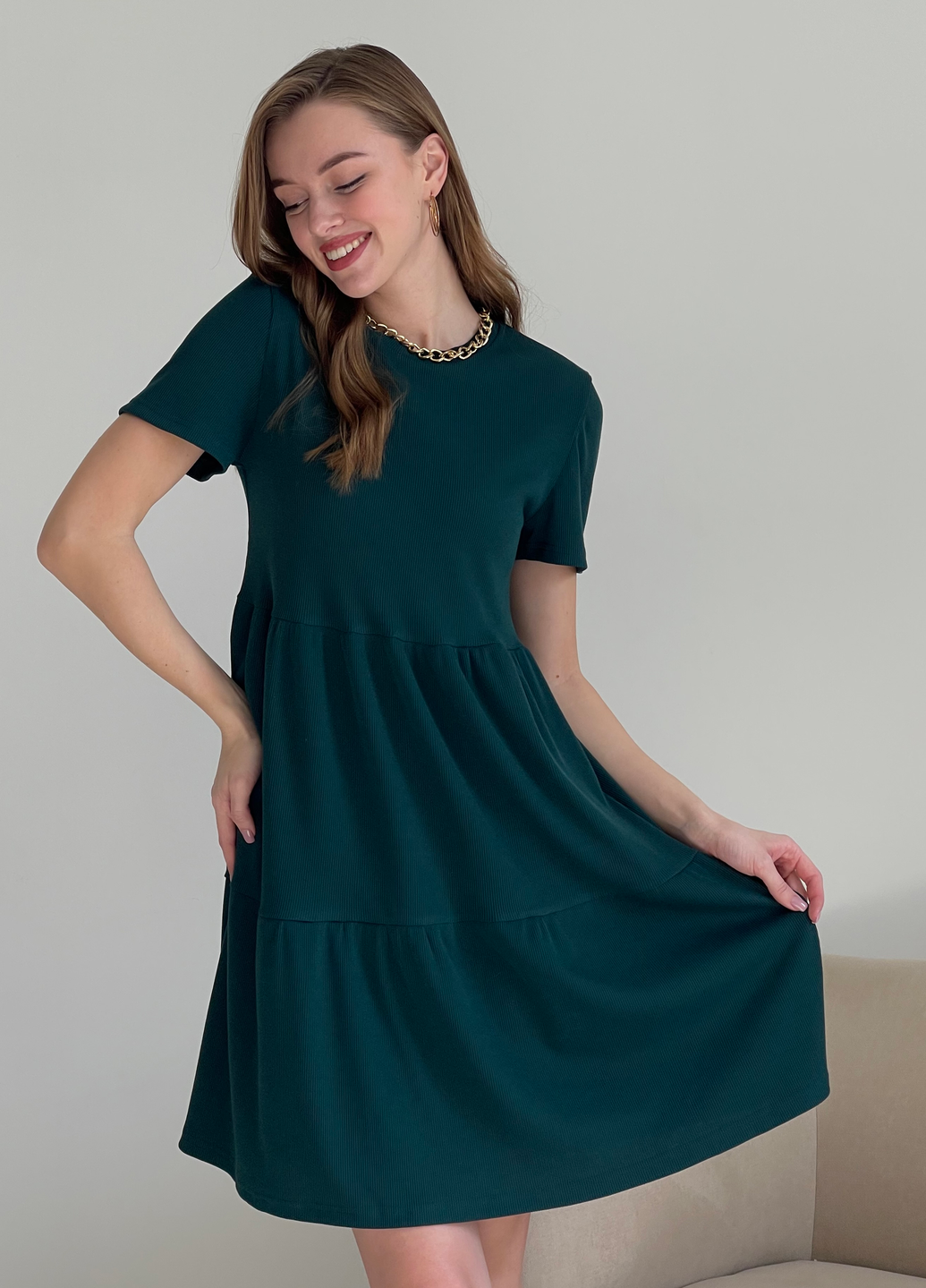 Купити Вільна сукня трапеція міді зелене Merlini Марконі 700001232 розмір 42-44 (S-M) в інтернет-магазині