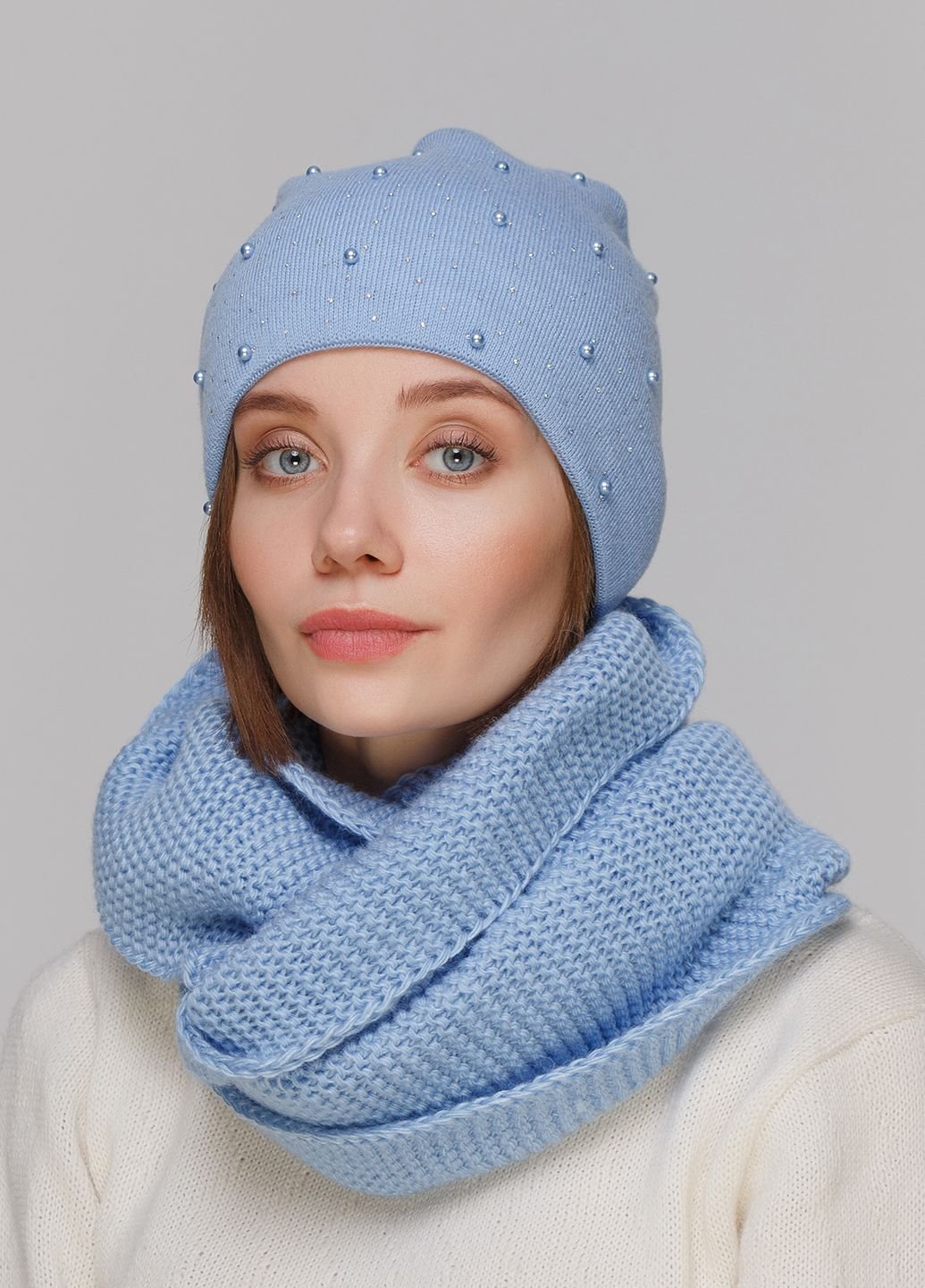 Комплект (шапка, шарф-снуд) DeMari МарсК 660052 - Голубой
