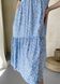 Женское платье до колена с цветочным принтом и коротким рукавом голубое Merlini Ферро 700000262, размер 42-44 (S-M)