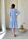 Женское платье до колена с цветочным принтом и коротким рукавом голубое Merlini Ферро 700000262, размер 46-48 (L-XL)