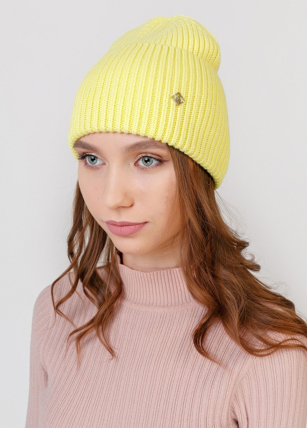 Купить Теплая зимняя кашемировая шапка без подкладки Merlini Ария2022 330208 - Жёлтый в интернет-магазине