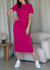Длинное платье-футболка в рубчик розовое Merlini Кассо 700000128 размер 42-44 (S-M)