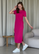 Длинное платье-футболка в рубчик розовое Merlini Кассо 700000128 размер 42-44 (S-M)
