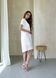 Женское платье до колена однотонное с коротким рукавом из льна белое Merlini Престо 700000183, размер 42-44 (S-M)