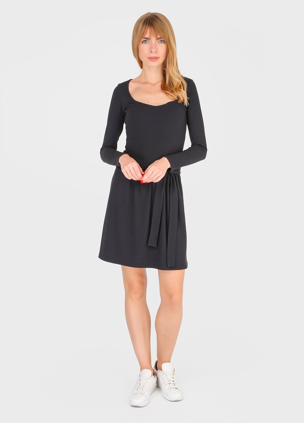 Купити Плаття в рубчик Merlini Панамера 700000018 - Чорний, 42-44 в інтернет-магазині