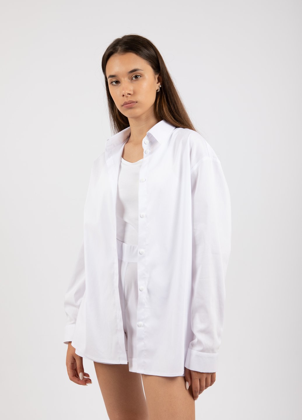 Купить Классическая хлопковая рубашка женская Merlini Вена 200000029 - Белый, 42-44 в интернет-магазине