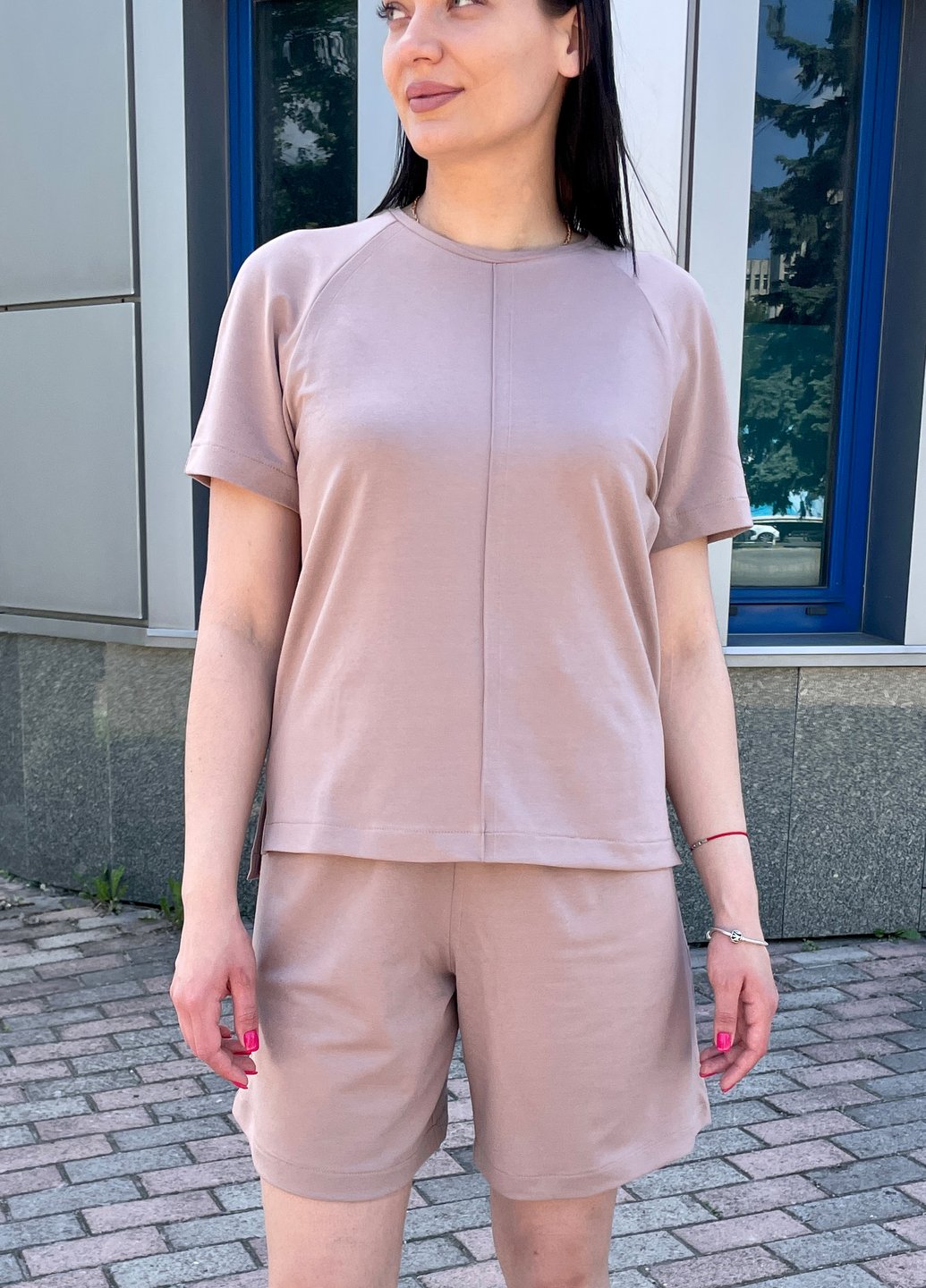 Купить Оверсайз футболка женская пудрового цвета Merlini Финистер 800000029, размер 42-44 в интернет-магазине