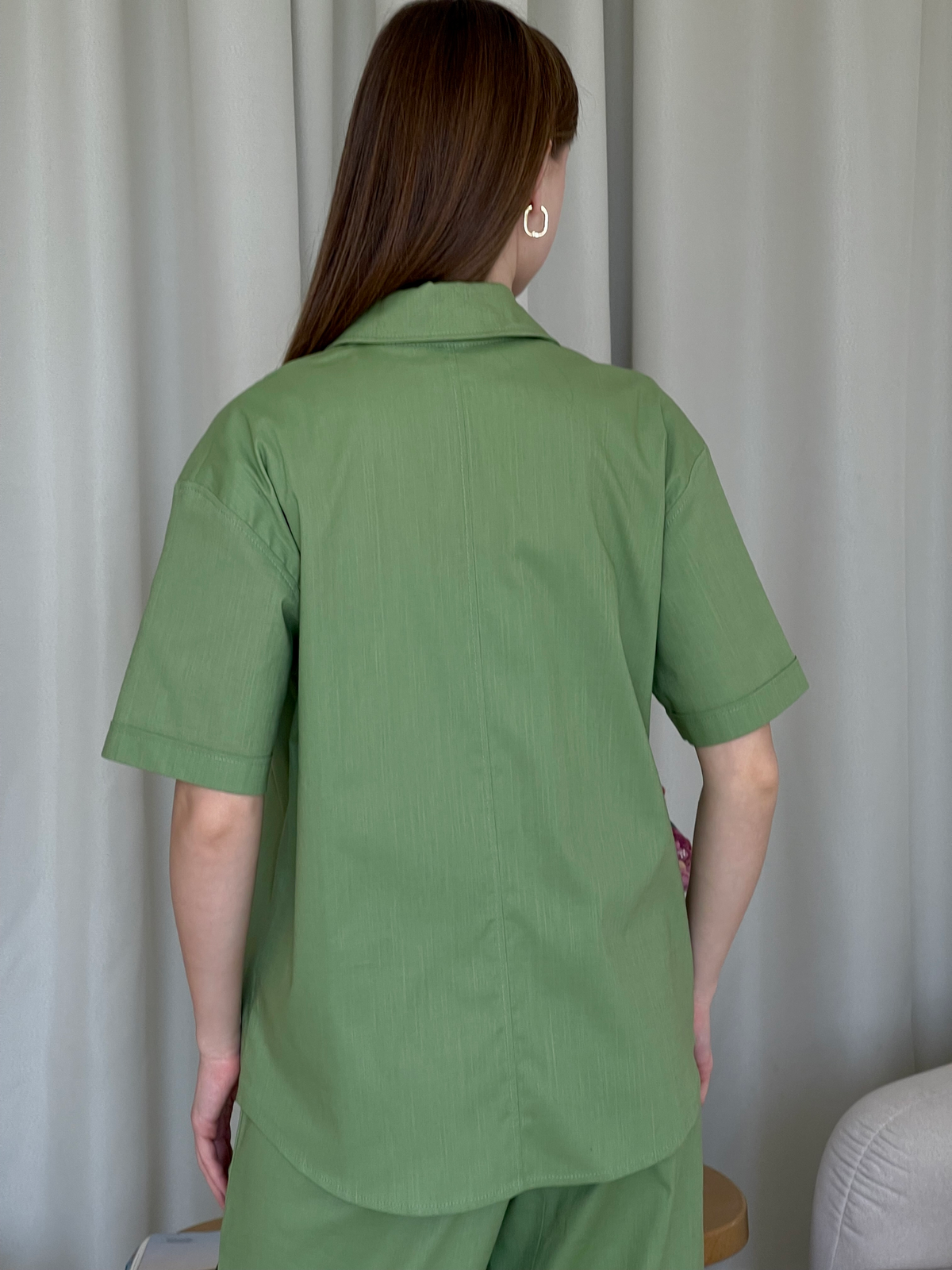 Купить Льняная рубашка с коротким рукавом зеленая Merlini Нино 200001205 размер 42-44 (S-M) в интернет-магазине