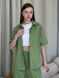 Льняная рубашка с коротким рукавом зеленая Merlini Нино 200001205 размер 42-44 (S-M)