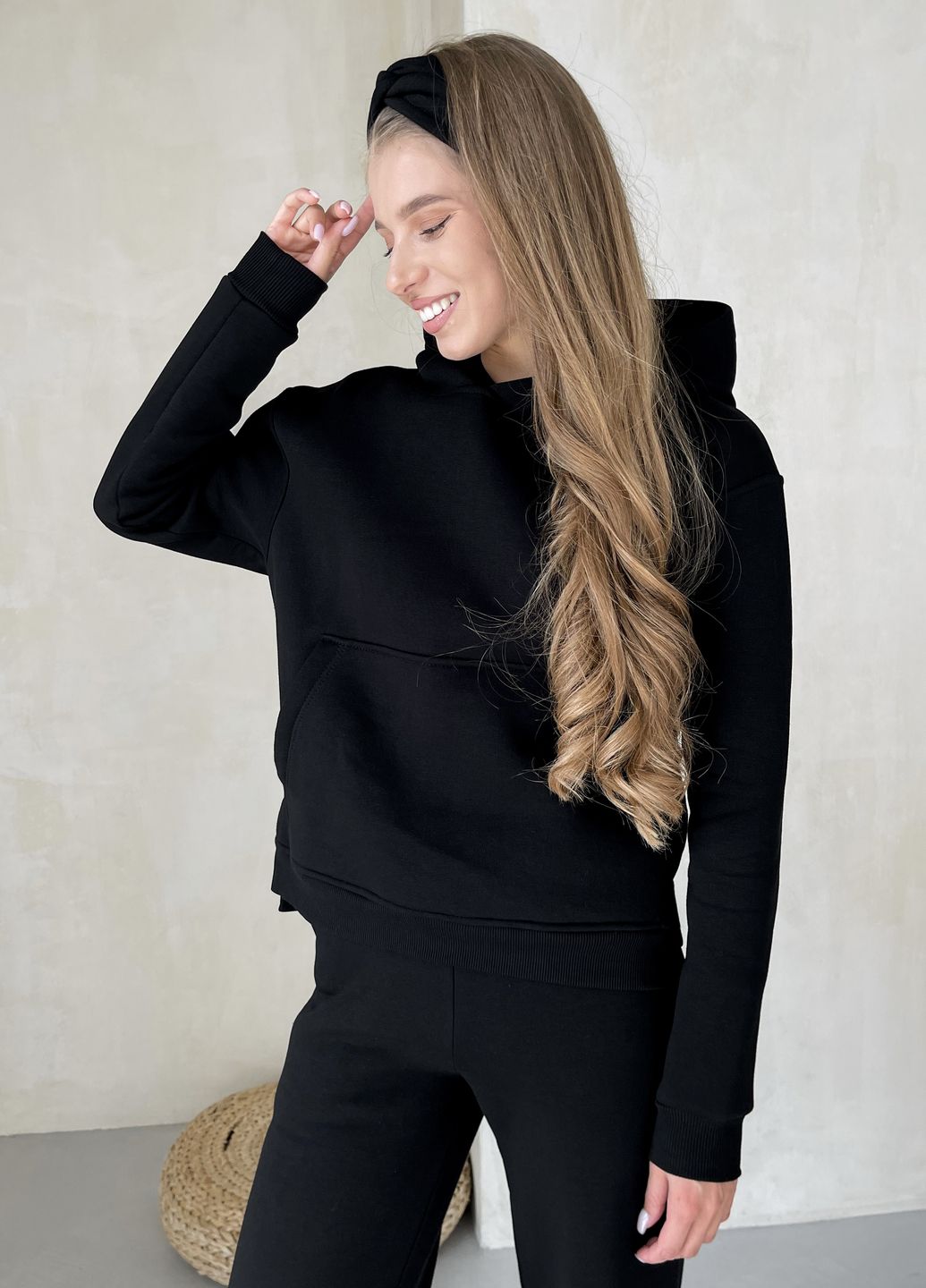 Купить Теплый костюм на флисе с широкими штанами и худи черный Merlini Тулон 100001061, размер 42-44 (S-M) в интернет-магазине