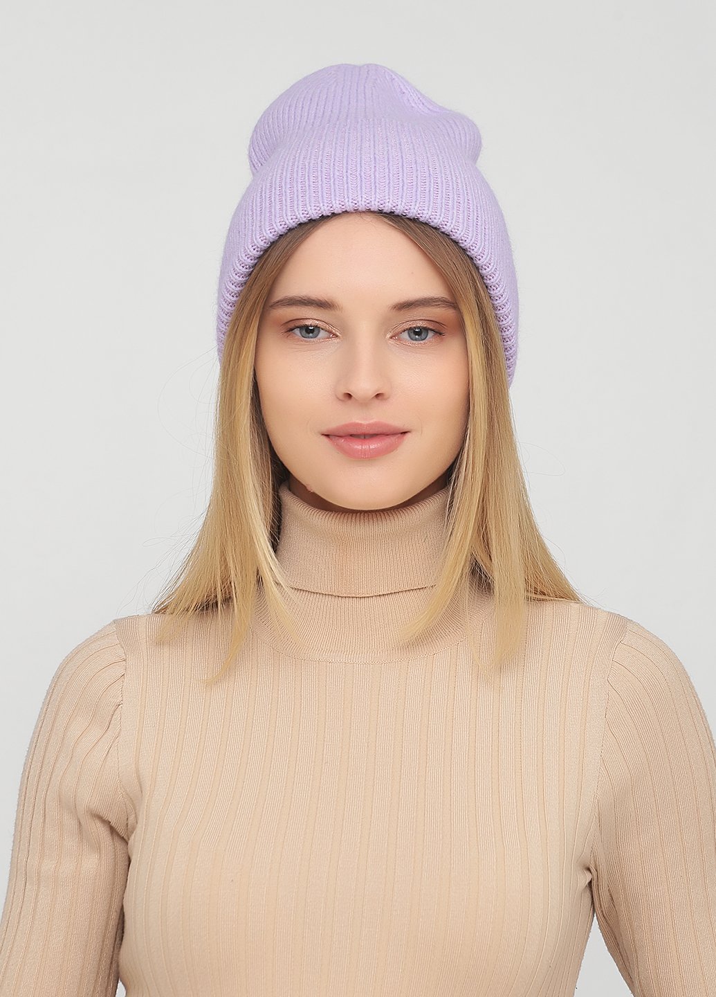 Купить Зимняя теплая ангоровая шапка без подкладки Merlini Латте 340227 - Сиреневый в интернет-магазине