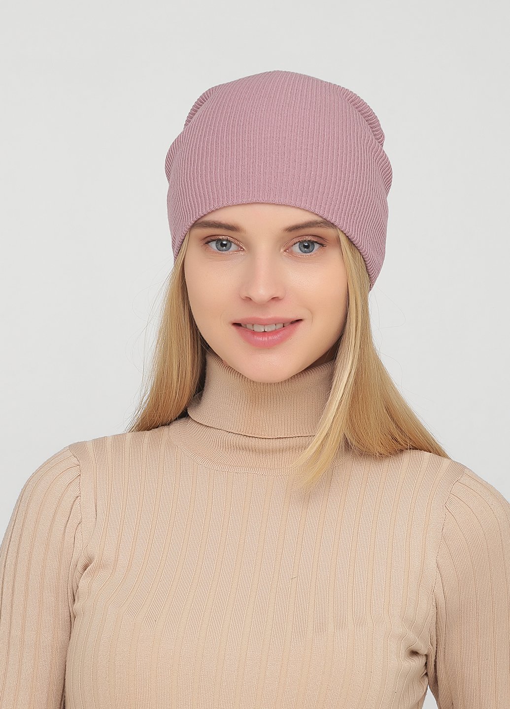 Купить Осенняя хлопковая шапка без подкладки Merlini Крафт 370067 - Темно-пудровый в интернет-магазине