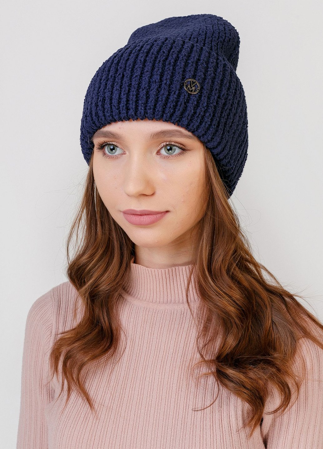 Купить Теплая зимняя шерстяная шапка без подкладки Merlini Ива2022 330210 - Синий в интернет-магазине