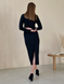 Длинное черное платье в рубчик с длинным рукавом Merlini Венето 700001141, размер 42-44 (S-M)
