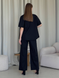 Льняной костюм с штанами палаццо и рубашкой черный Merlini Лорен 100001201 размер 42-44 (S-M)