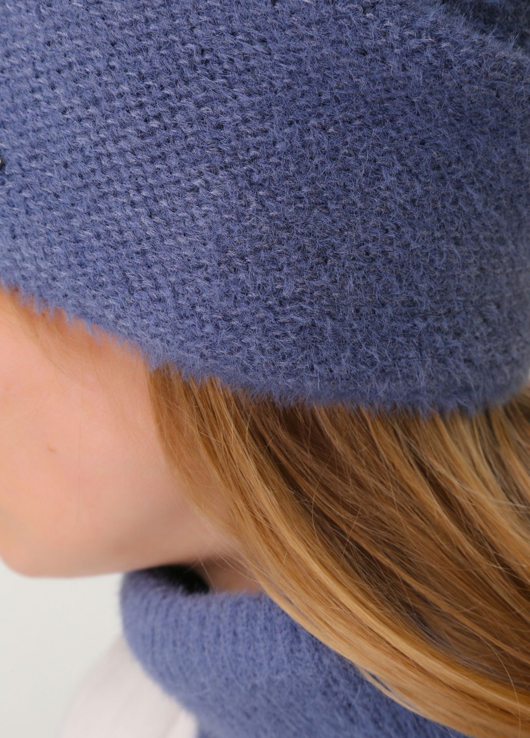 Купити Комплект (шапка, пов'язка-баф) DeMari ВельветК 661117 - Джинсовий в інтернет-магазині