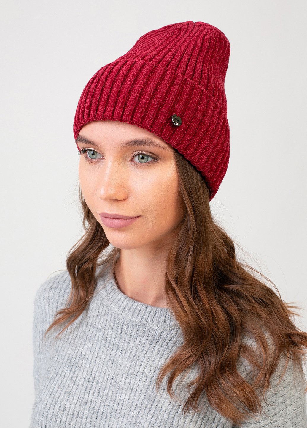 Купить Теплая зимняя велюровая шапка Merlini Эдем 330054 - Красный в интернет-магазине