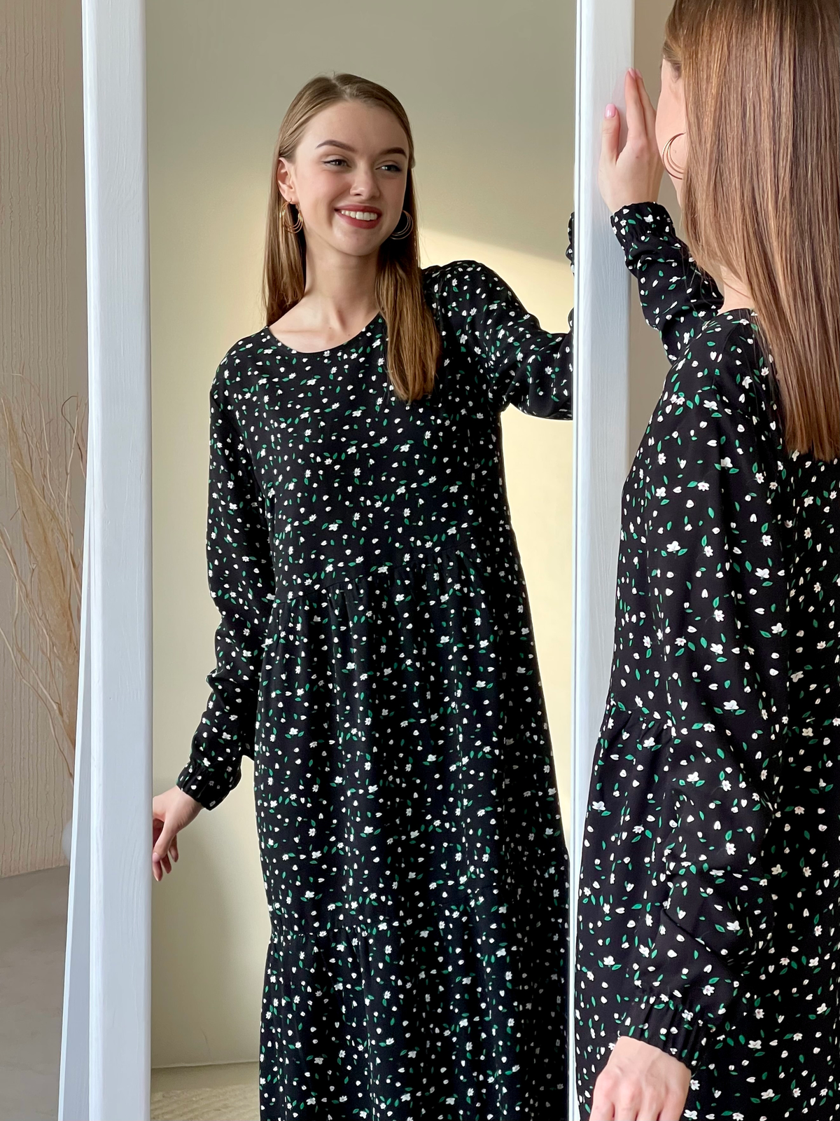 Купити Довга сукня з штапелю з довгим рукавом Merlini Корсо 700001184, розмір 42-44 (S-M) в інтернет-магазині