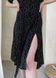 Женское платье до колена в горох с разрезом и пояском черное Merlini Асти 700000201, размер 42-44 (S-M)
