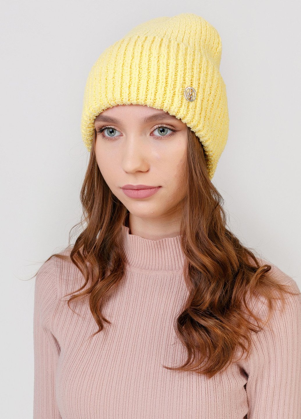 Купить Теплая зимняя шерстяная шапка без подкладки Merlini Ива2022 330213 - Жёлтый в интернет-магазине