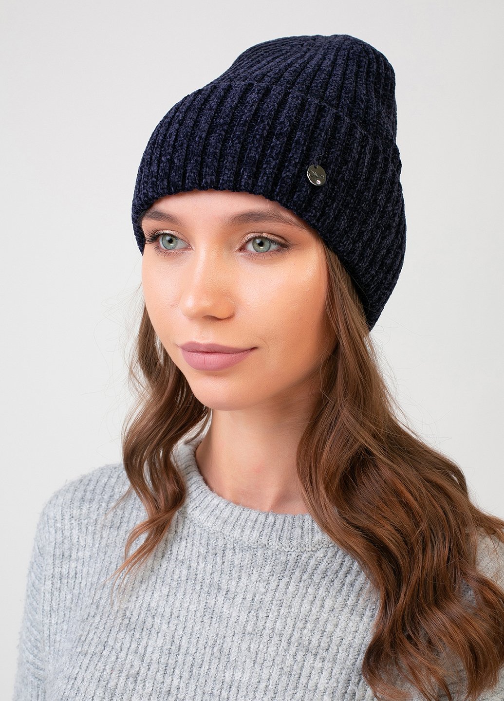 Купить Теплая зимняя велюровая шапка Merlini Эдем 330055 - Синий в интернет-магазине
