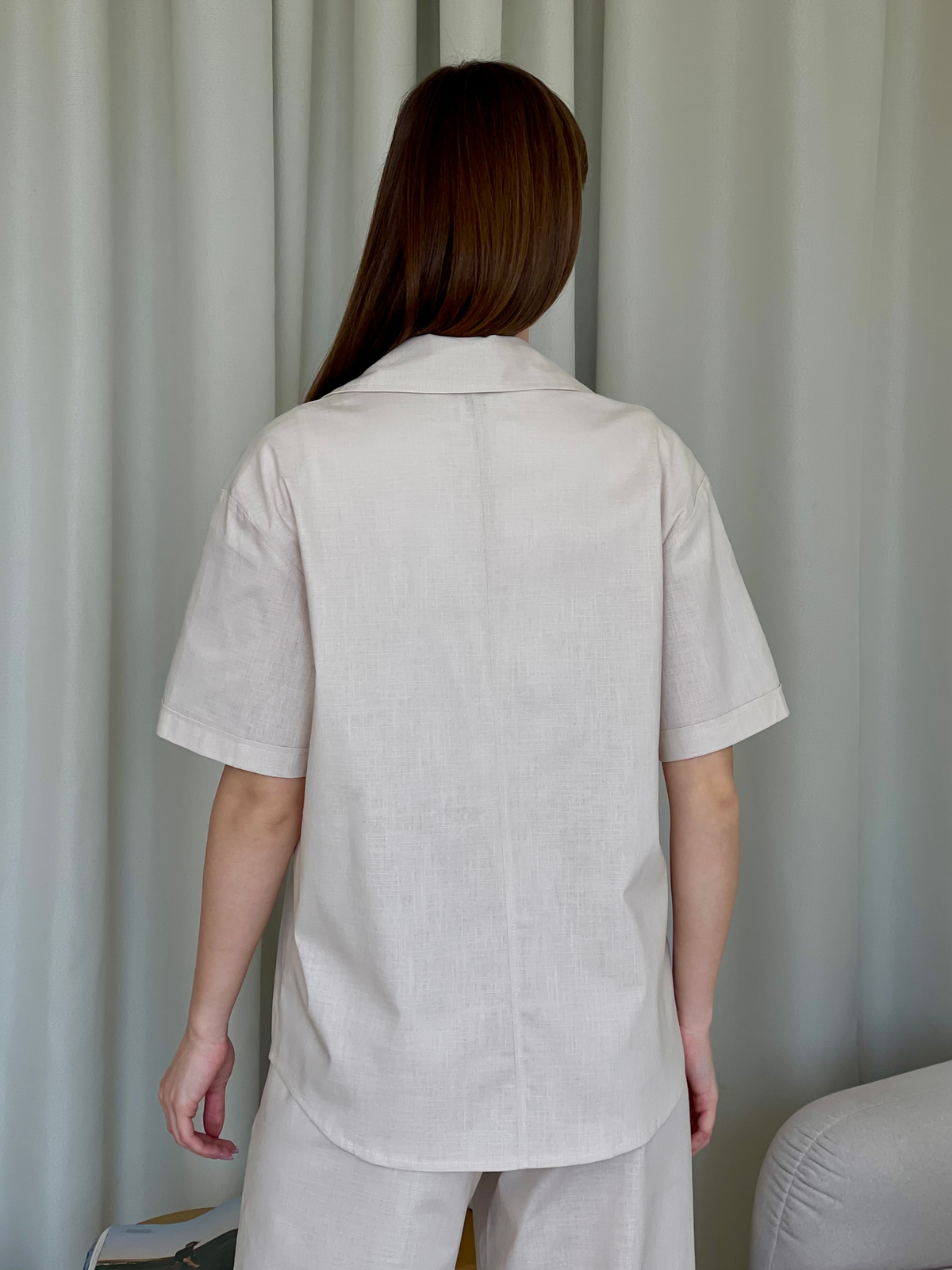 Купить Льняная рубашка с коротким рукавом бежевая Merlini Нино 200001206 размер 42-44 (S-M) в интернет-магазине