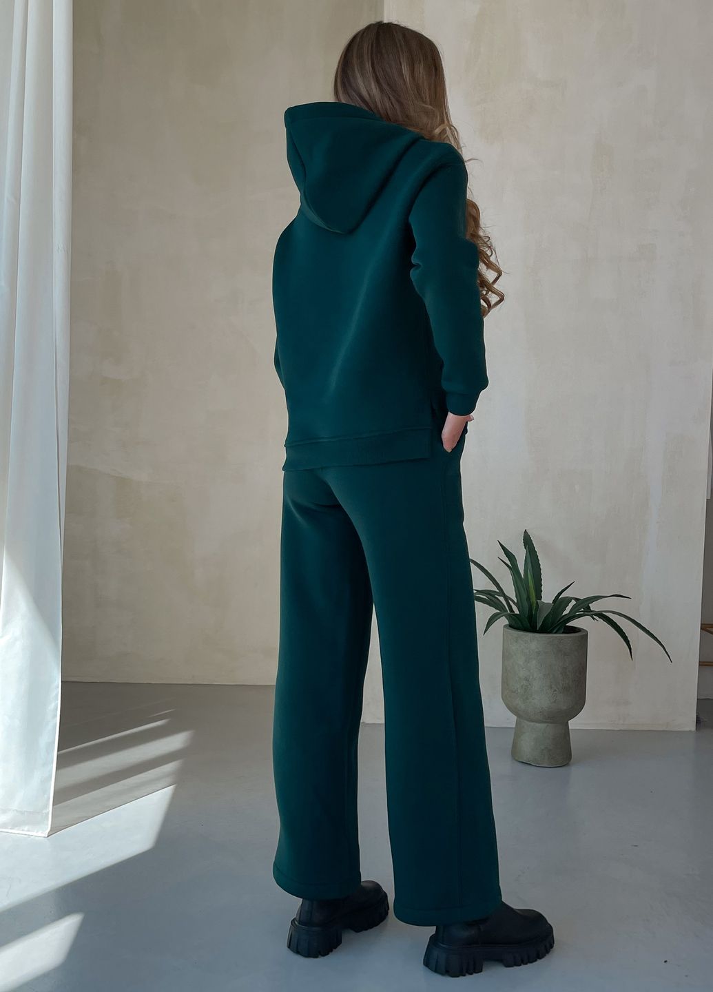 Купить Теплый костюм на флисе с широкими штанами и худи зелёный Merlini Тулон 100001062, размер 42-44 (S-M) в интернет-магазине