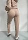 Теплый бежевый спортивный костюм женский на флисе двойка: худи, спортивные штаны Брианца 100000181, размер 42-44