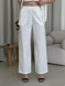 Льняной костюм с штанами палаццо и рубашкой белый Лорен 100001202 размер 42-44 (S-M)