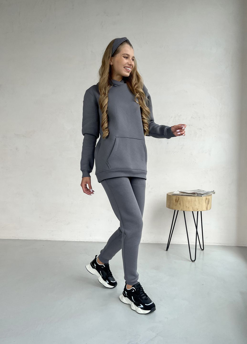 Купить Теплый зимний женский спортивный костюм на флисе серый Merlini Бордо 100001023, размер 42-44 (S-M) в интернет-магазине