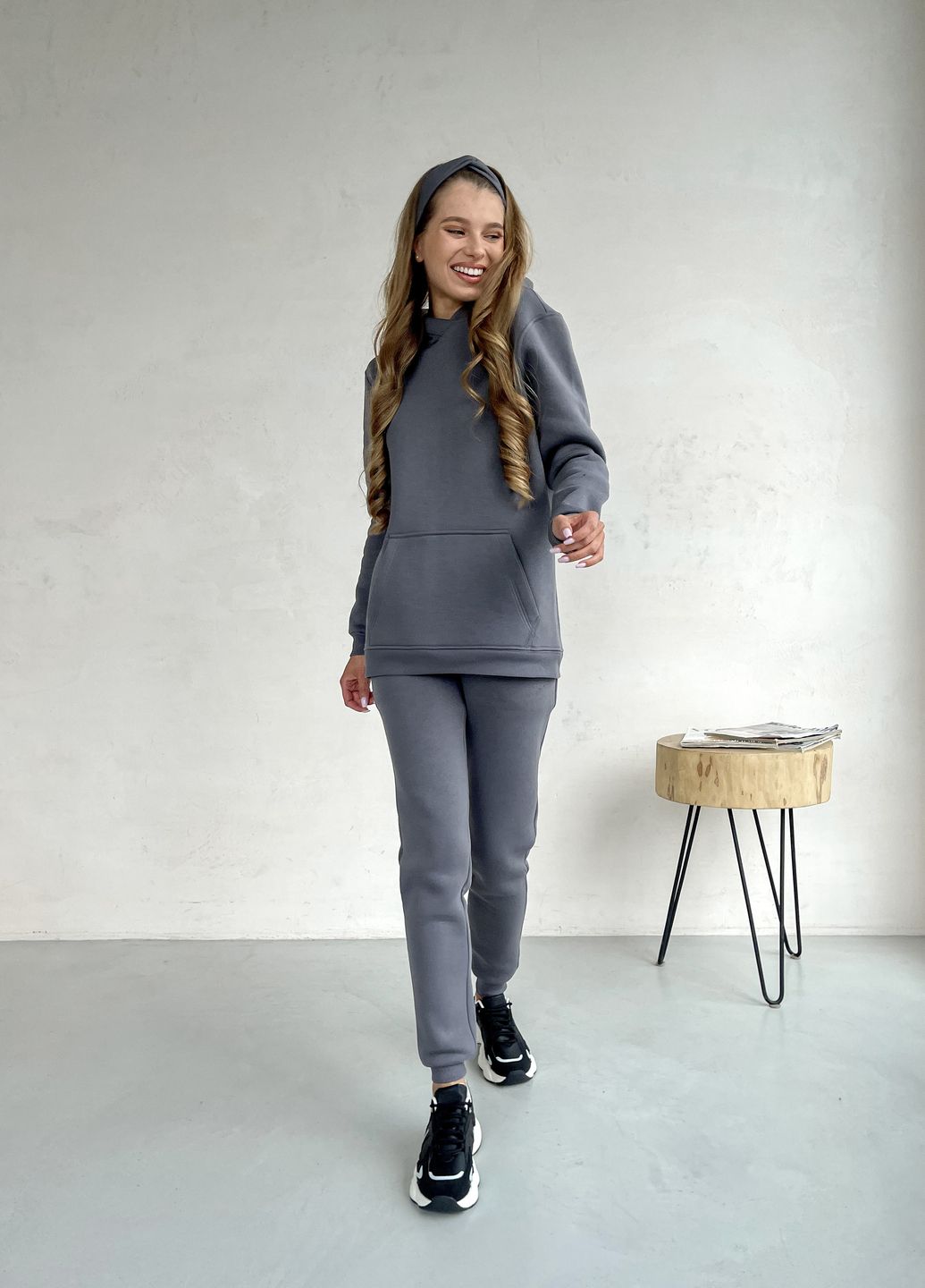 Купить Теплый зимний женский спортивный костюм на флисе серый Merlini Бордо 100001023, размер 42-44 (S-M) в интернет-магазине