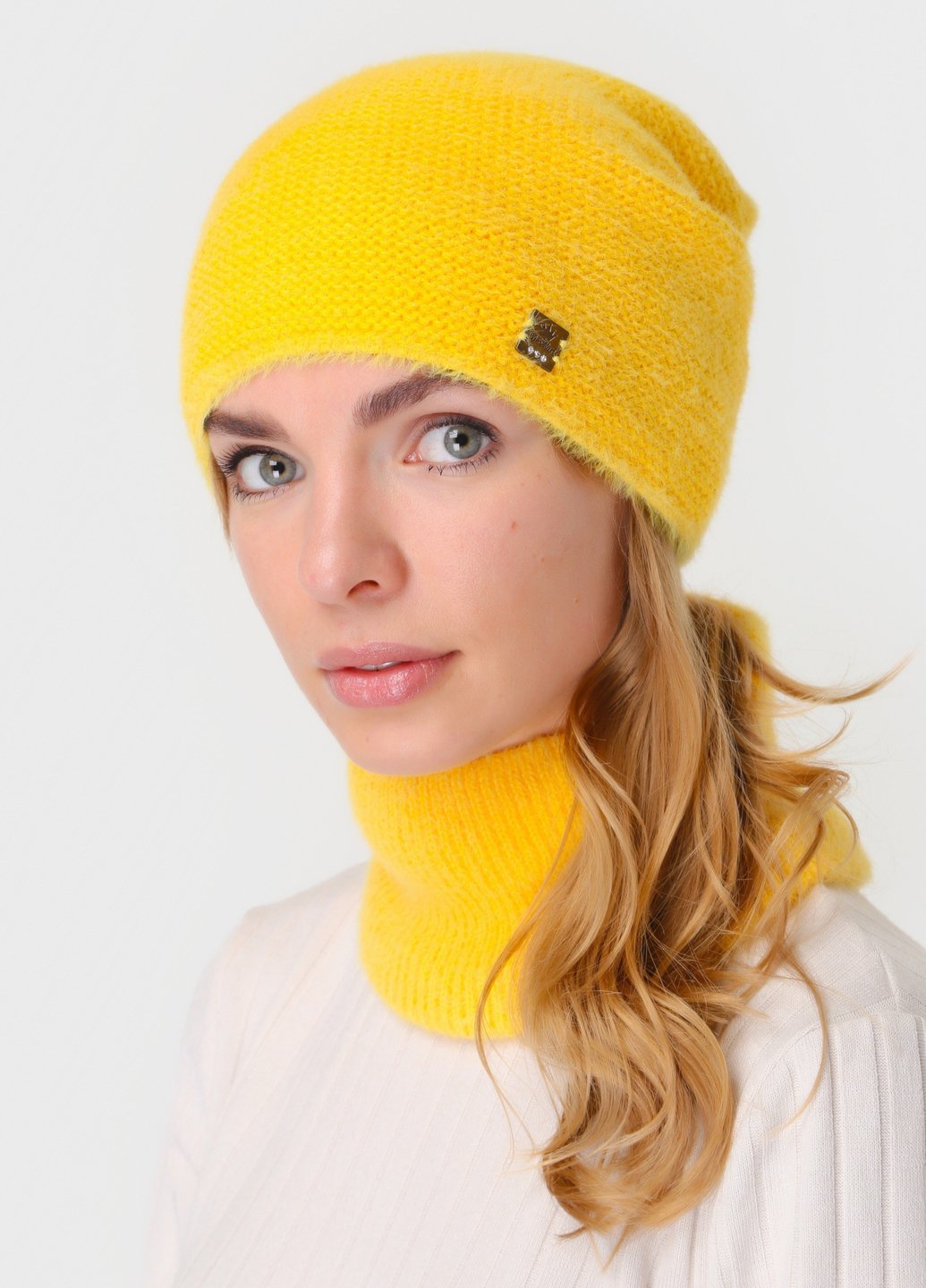Комплект (шапка, повязка-баф) DeMari ВельветК 661122 - Жёлтый