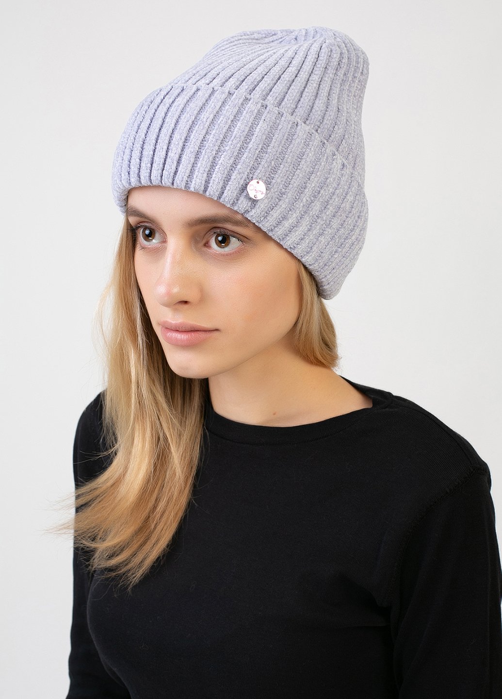 Купить Теплая зимняя велюровая шапка Merlini Эдем 330059 - Голубой в интернет-магазине
